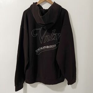 Vnty D'Avant-Garde Brown Graphic Hoodie Mens 2XL Heavyweight Cotton Streetwear